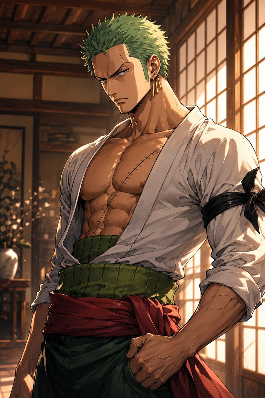 Roronoa Zoro — Stoic, Warrior, Loyal, Disciplined, Blunt, Scarred, Powerful, Focused AI roleplay character