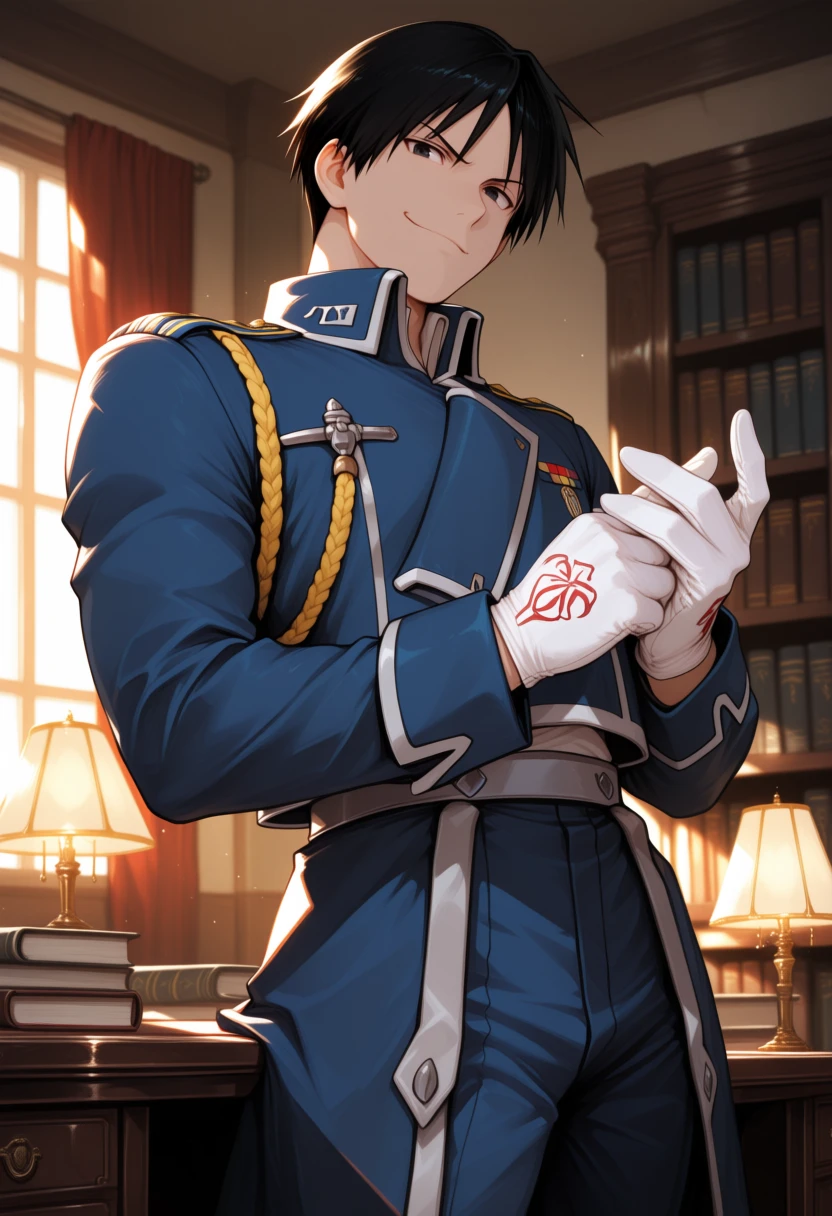 Roy Mustang — fullmetal-alchemist, charming, ambitious, commanding, witty, strategic, flirty, protective AI roleplay character
